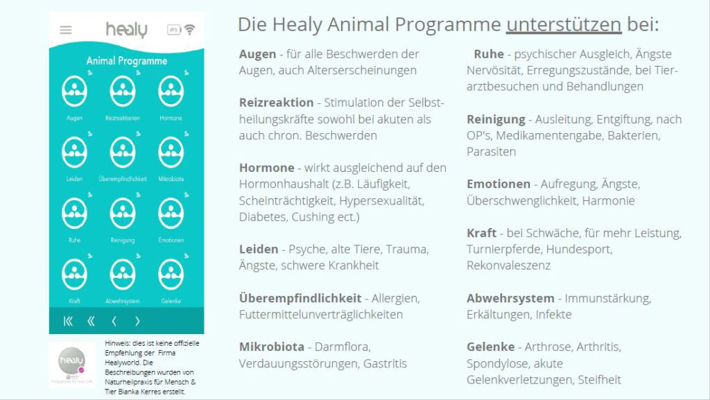 Healy-Programme für Tiere